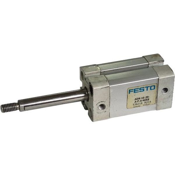 cilindro compacto, dupla ação, ISO21287, diâmetro 16mm, curso 20mm, rosca externa, anéis/placas de amortecimento elásticos nas posições finaisl, detecção de posição