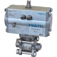 Atuador rotativo DFPD-10-RP90-RD-F04 8048010 com válvula de esfera VZBA 1686656 - FESTO seminovo Atuador rotativo DFPD-10-RP90-RD-F04 8048010 com válvula de esfera VZBA 1686656 - FESTO seminovo