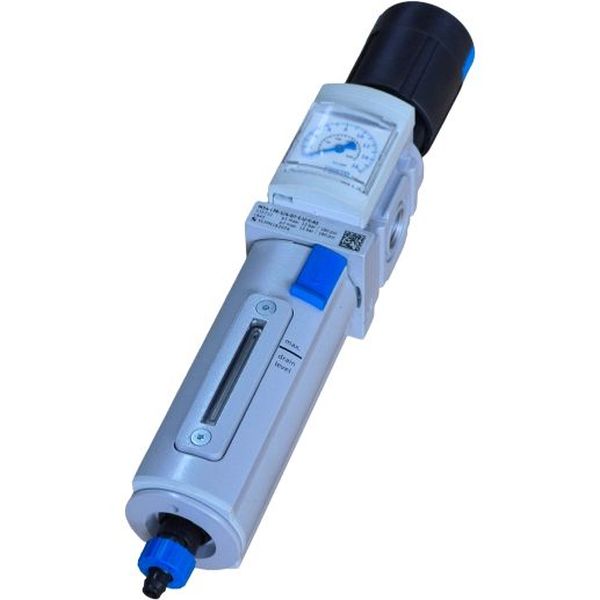 Série MS, tamanho 4, conexão pneumática G1/4, man&ocirc;metro incorporado, grau de filtragem 5 mícrons, pressão máxima 12 bar, 