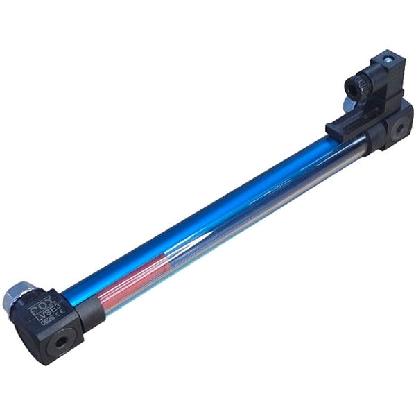 comprimento 254mm, leitura visual com contato elétrico, temperatura 5~20oC, pressão máxima 2bar, tubo transparente, proteção em alumínio, conexão elétrica DIN43650, IP65