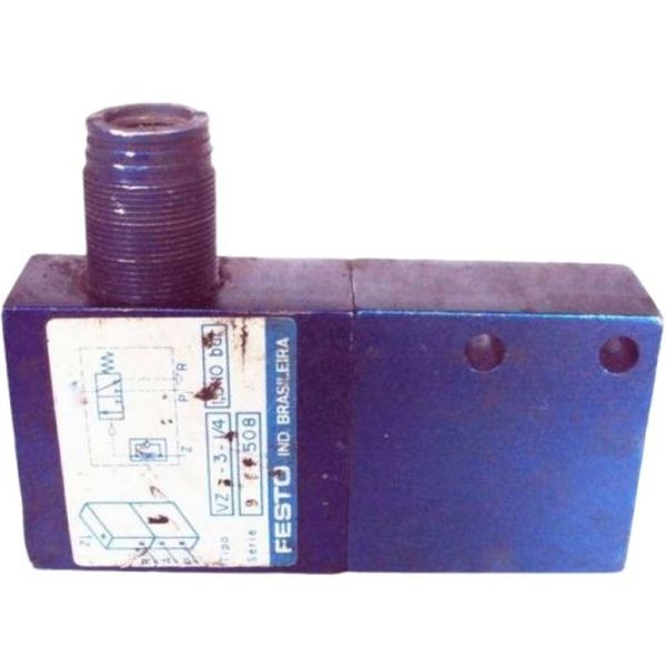3/2 vias, conexão G1/4, meio ar comprimido filtrado, pressão máxima 10 bar, corpo alumínio anodizado azul, vedações borracha nitrílica