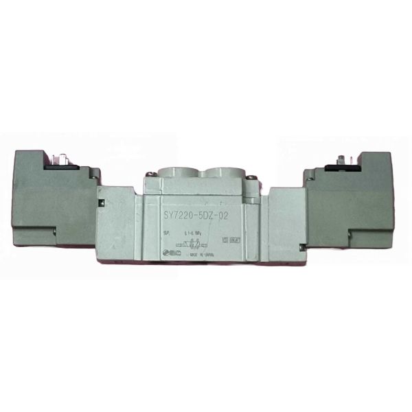 Série SY7000, 2 posições duplo solenóide, solenóide tensão 24VDC, ligação elétrica conector DIN, com luz e supressor de picos de tensão, pórtico 1/4 com subplaca