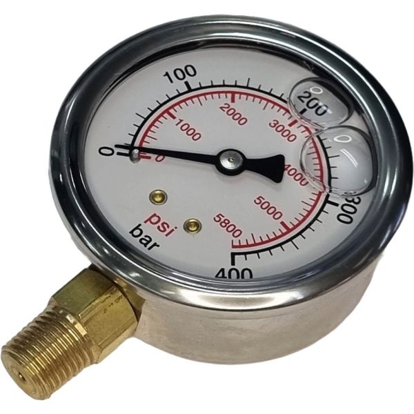 saída por baixo, rosca 1/4, mostrador 63mm, com glicerina, fluido óleo