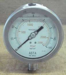 Manômetro 2300lbf/pol2 160Kgf/cm2 com glicerina - ASTA Manômetro 2300lbf/pol2 160Kgf/cm2 com glicerina - ASTA