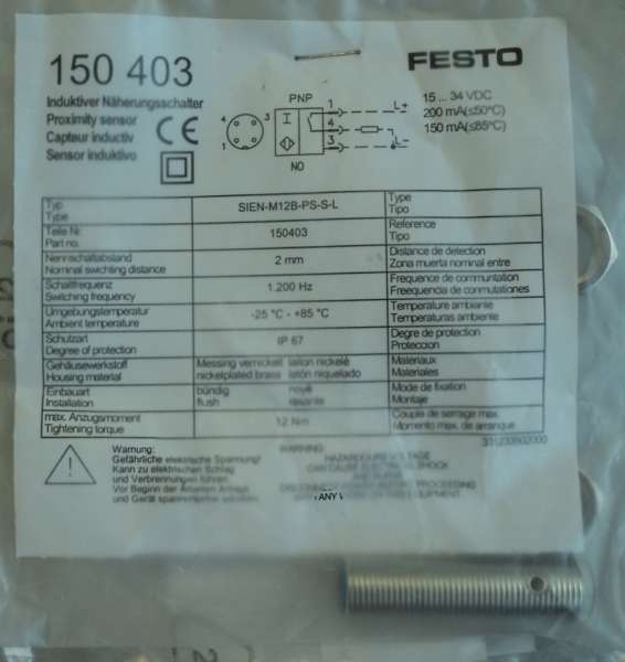 marca: Festo <br />
modelo: 150403 <br />
estado: novo