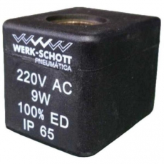 Bobina pneumática 220VAC 9W 100% ED IP65 - WERK SCHOTT