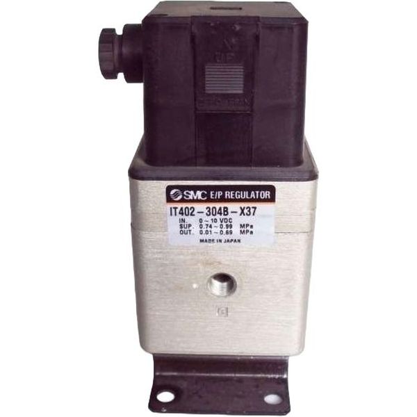 sinal de entrada 0-10VDC, conexão elétrica conector DIN, conexão rosca 1/2, com suporte, com fluido ar comprimido