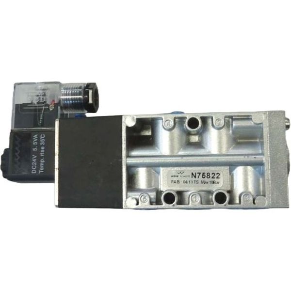 5/2 vias, conexão rosca 3/8, atuador solenóide / retorno diferencial, pressão 1~10bar, corpo alumínio, vedações Buna-N