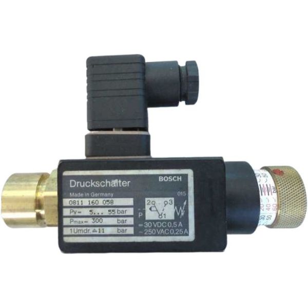 30VDC 0,5A / 250VAC 0,25A, Pv=5...55bar, pressão máxima 300bar, com plugue