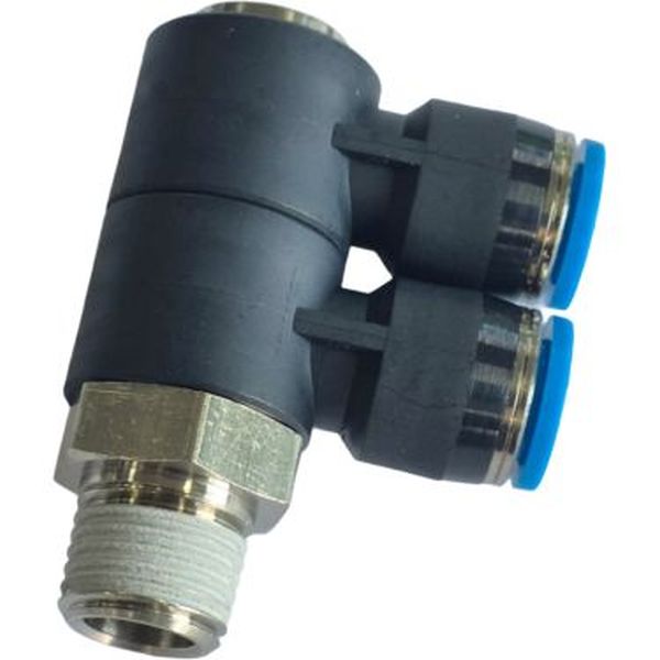conexão rosca macho R1/4, conexão para tubo diâmetro externo 8mm, pressão operacional 0...6bar, corpo PBT, vedação NBR 