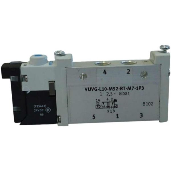 5/2 vias, monoestável, montagem individual,  conexão rosca M7, acionamento elétrico / retorno mola