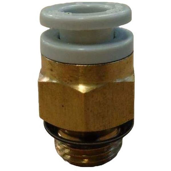 conexão rosca porta 1/8, conexão para tubos diâmetro 6mm, meio de operação ar comprimido, anel de desengate branco, sextavado externo