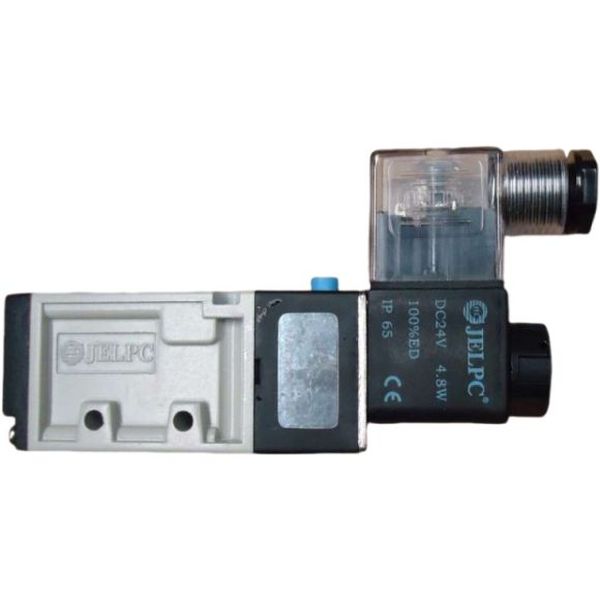 5/2 vias, conexão rosca 1/4, simples solenóide, tensão voltagem 24VDC, fluido ar comprimido
