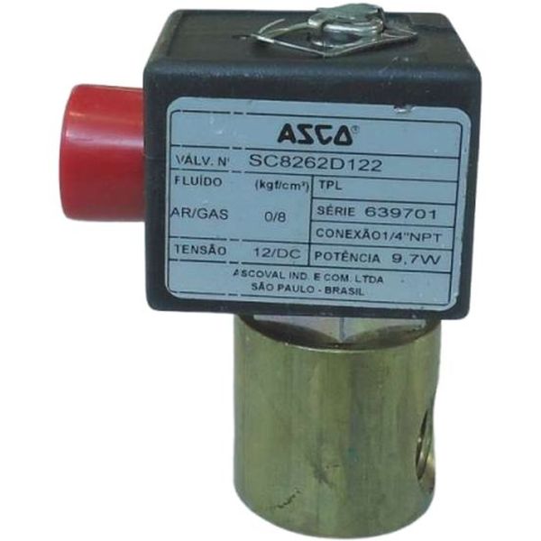 2/2 vias NF, conexão rosca 1/4NPT, fluidos ar / gás inerte / água / óleo, corpo latão, vedações NBR