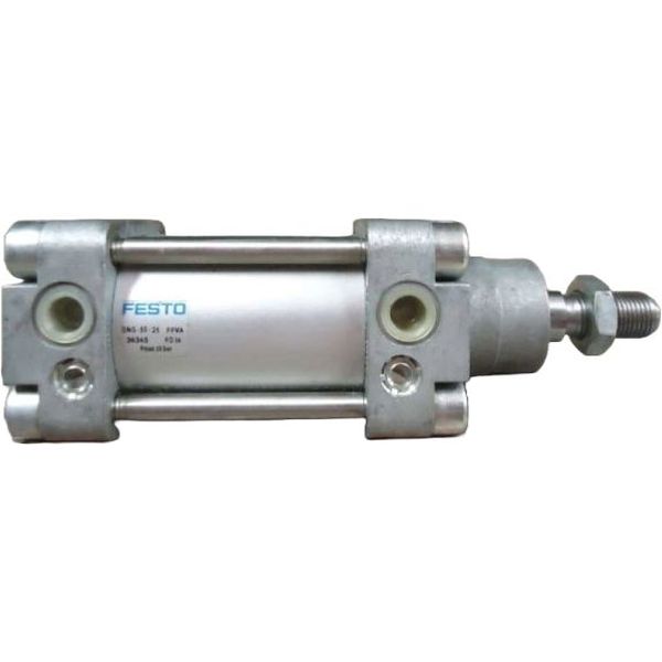 diâmetro 50mm, curso 25mm, dupla ação, amortecimento regulável nas posições finais de curso, detecção de posição