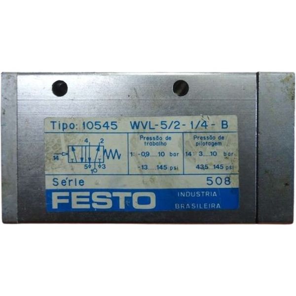 5/2 vias, conexão 1/4, acionamento pneumático / retorno mola, pressão máxima de trabalho 10bar