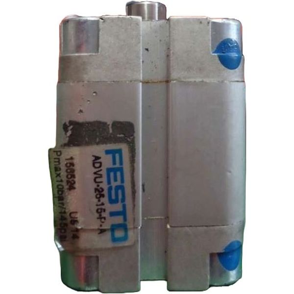 cilindro compacto, diâmetro 25mm, curso 15mm, anéis/placas de amortecimento elástico nas posições finais de curso, detecção de posição