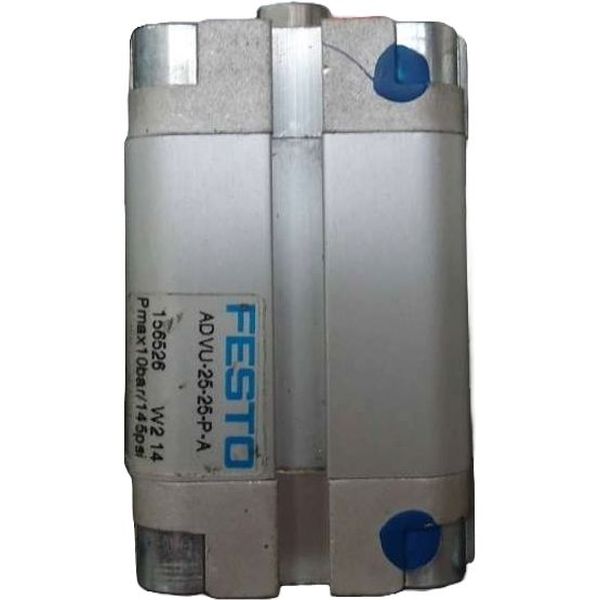 cilindro compacto, diâmetro 25mm, curso 25mm, anéis/placas de amortecimento elástico nas posições finais de curso, detecção de posição