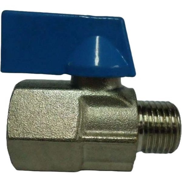 conexão 1/4 macho-fêmea, corpo latão forjado e niquelado, avalanca azul