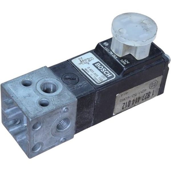 3 portas / 2 posições, conexão G1/8, atuador solenóide, retorno mola, bobina 1824210253 42V 50Hz, pressão nominal 10bar, válvula de assento com junta elástica Viton