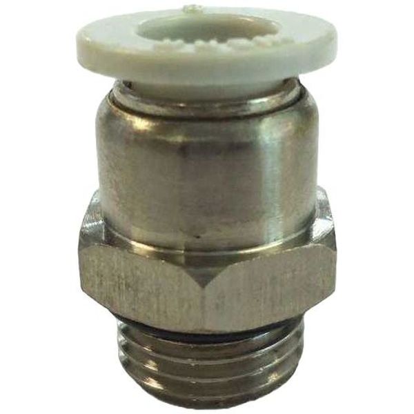 conexão rosca 1/4, para tubo 8mm, fluido ar / vácuo / água, anel de desengate branco