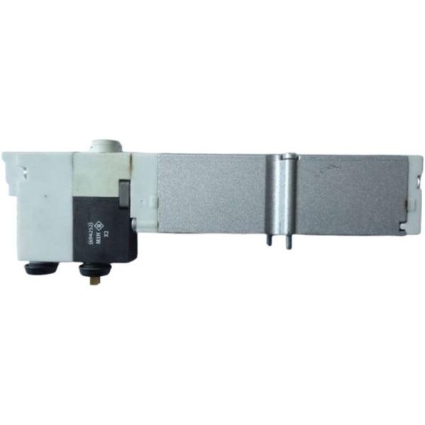 5/2 vias, acionamento elétrico / retorno mola, tamanho 10mm, vazão 360 l/min (M) , pressão operacional máxima  8bar, meio ar comprimido, corpo alumínio, vedações NBR