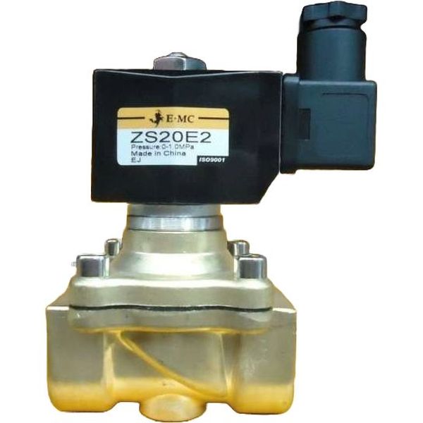 2/2 vias, conexão 3/4, bobina 220VAC, fluidos  ar/gás/água/água quente/ óleo leve, temperatura máxima 80oC, material do corpo latão, NF, pressão máxima 10bar, baixo consumo de energia