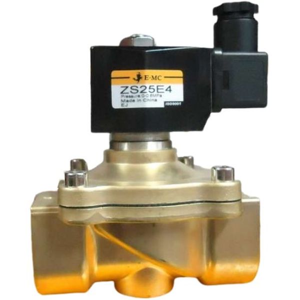 2/2 vias, conexão 1 polegada,  bobina 24VDC, fluidos ar/gás/água/água quente/ óleo leve, temperatura máxima 80oC, material do corpo latão, NF, pressão máxima 10bar, baixo consumo de energia