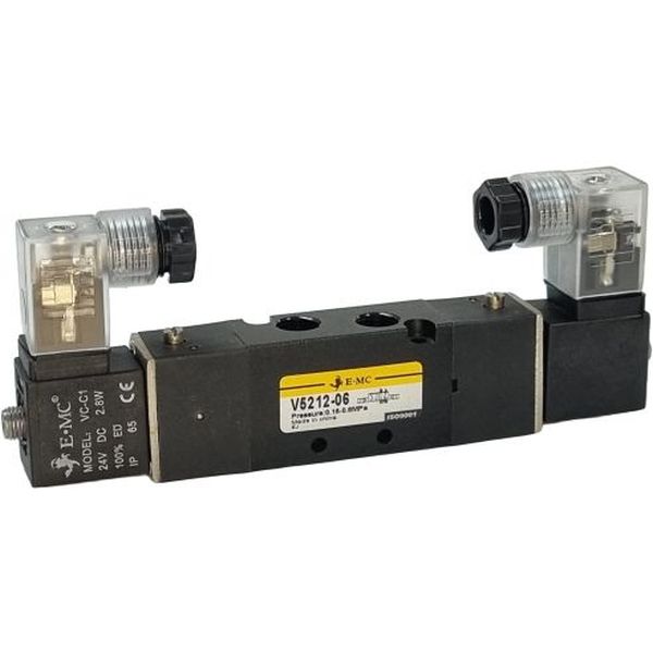 5/2 vias, conexão 1/8, acionamento solenóide, bobina 24VDC, controle duplo, pressão máxima 1.2MPa