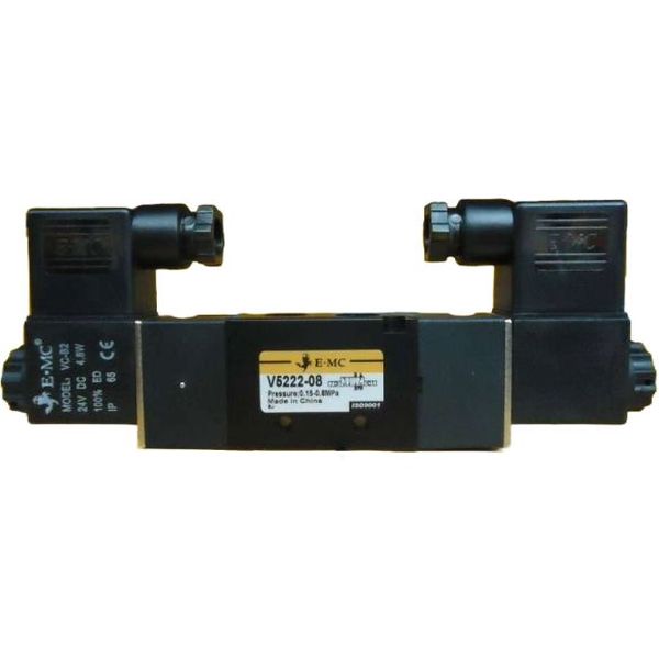 5/2 vias, conexão 1/4, acionamento solenóide, bobina 24VDC,  controle duplo, pressão máxima 1.2MPa