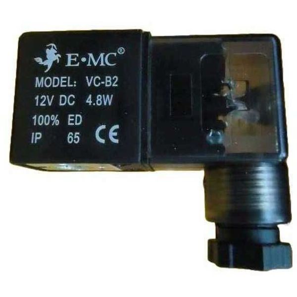 bobina quadrada, com plugue com led, tensão 12VDC, potência 4.8W, 100%ED, grau de proteção IP65