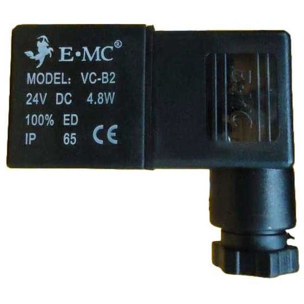 bobina quadrada, com plugue sem led, encapsulada, tensão 24VDC, potência 4.8W, 100% ED, grau de proteção IP65