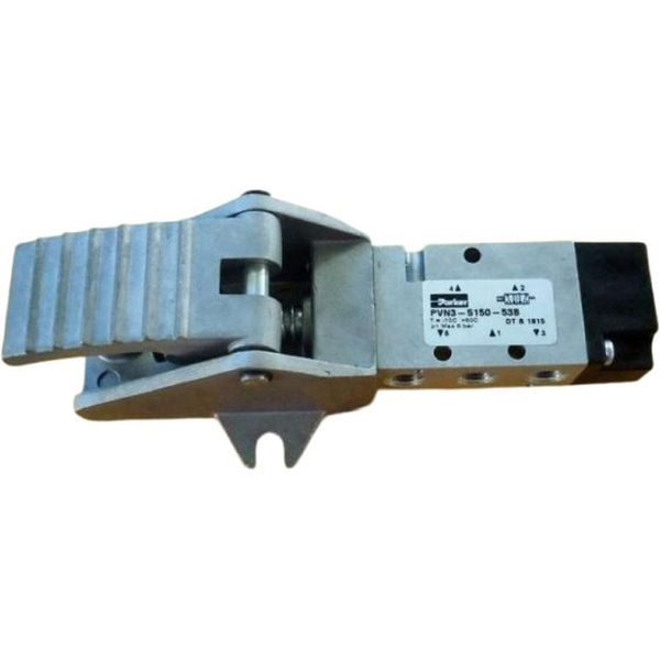 pedal 5/2 vias, retorno mola, meio de operação ar comprimido, material do corpo alumínio