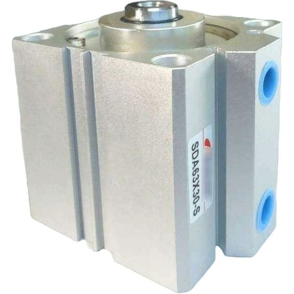 Série SDA, diâmetro 63mm, curso 30mm, compacto, dupla ação, êmbolo magnético, haste com rosca fêmea, fluido ar comprimido
