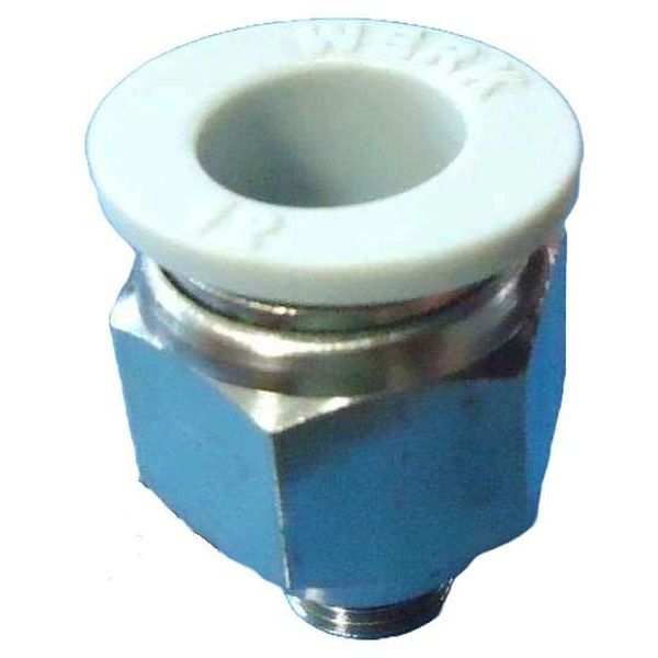 conexão rosca 1/8, para tubo 12mm, fluidos ar / vácuo, água, anel de desengate branco