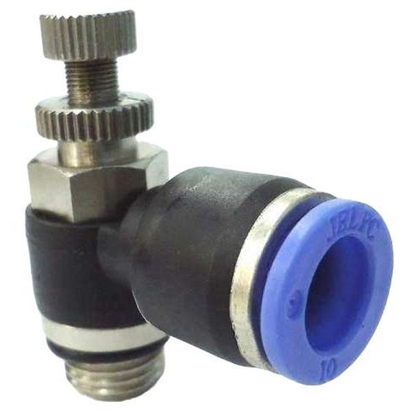 conexão rosca 1/4, diâmetro do tubo 10mm, meio de operação ar comprimido, anel de desengate azul