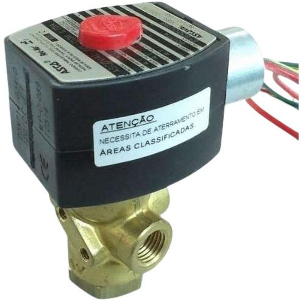 3/2 vias, conexão rosca 1/4NPT, ação direta, fluidos ar / gás inerte / água / óleo, corpo latão