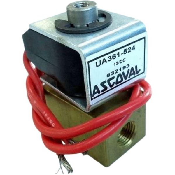 Série A361, 3/2 vias, 1/8npt, bobina 12VDC, potência 6,5W, ligação elétrica com fio, corpo latão forjado, vedações Buna N
