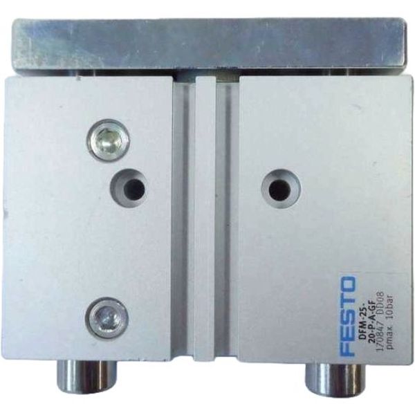 cilindro com guia, diâmetro 25mm, curso 20mm, amortecimento elástico  nas posições finais de curso, detecção de posição, guia deslizante