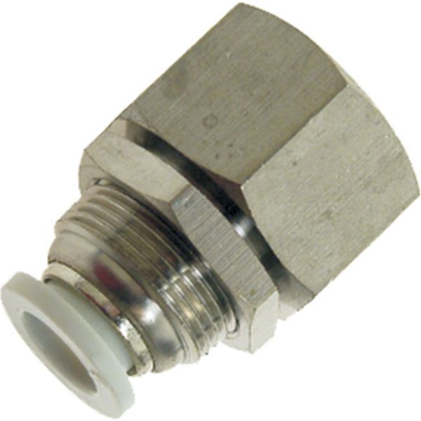 conexão rosca 1/4, para tubo 8mm, fluidos ar / vácuo, água, anel de desengate branco 