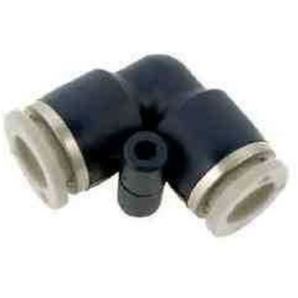 conexões para tubo 8mm, para tubos poliuretano ou Nylon, pressão de trabalho 10bar, temperatura de trabalho 0-60oC, materiais latão niquelado e polímero de engenharia, fluido ar / vácuo / água