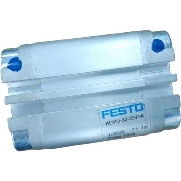 cilindro compacto, diâmetro 32mm, curso 30mm, anéis/placas de amortecimento elástico nas posições finais de curso, detecção de posição