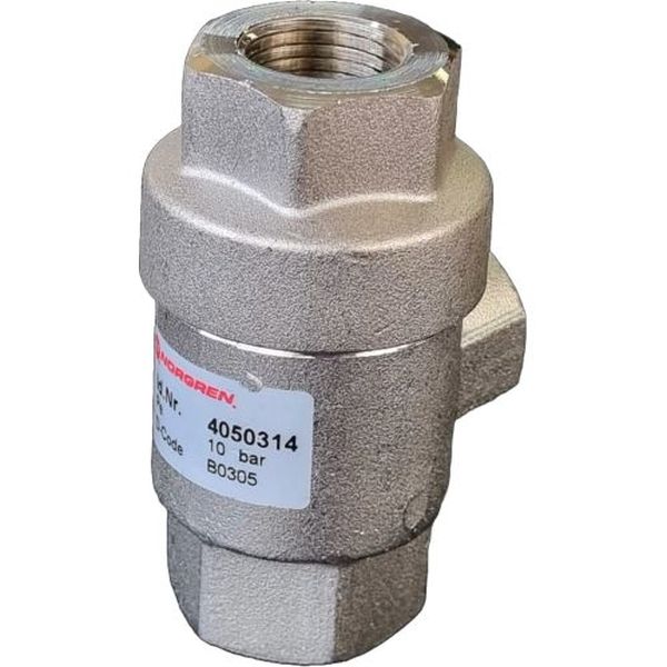 conexão rosca G1/2, orifício 15mm, pressão de operação 0,5-10 bar, fluxo 1 >> 2 2160 l/min, fluxo 2 >> 3 5700 l/min, meio ar comprimido, material do corpo latão niquelado