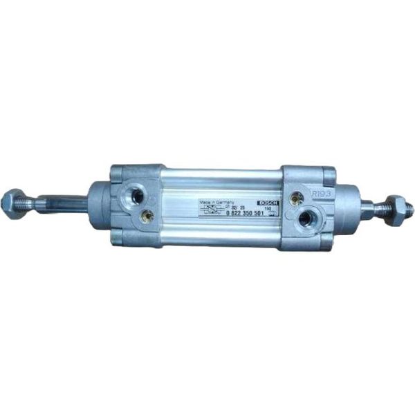 diâmetro 32mm, curso 25mm, haste passante, dupla ação, amortecimento nas extremidades, tubo de alumínio