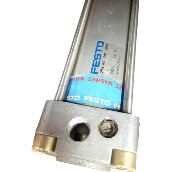 diâmetro 63mm, curso 280mm, dupla ação, amortecimento regulável nas posições finais de curso, detecção de posição