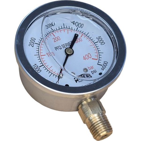 saída por baixo, conexão 1/4NPT, com glicerina, mostrador 63mm, caixa aço inoxidável