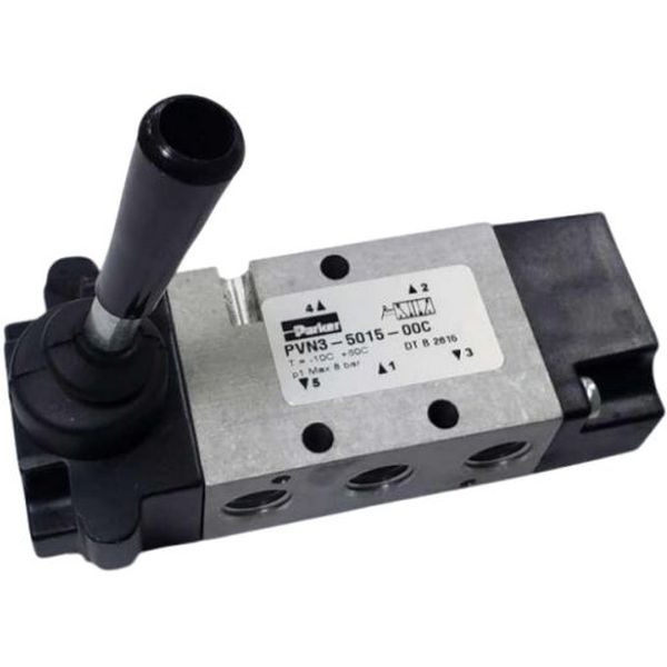 Série PVN, 5 vias e 2 posições, conexão rosca 1/4, atuador alavanca/trava, meio ar comprimido filtrado / gases inertes

