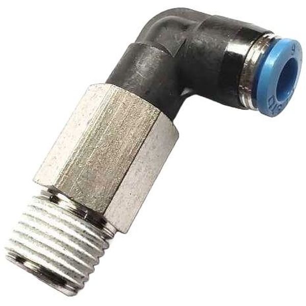 conexão roscada em L, conexão em L, conector pneumático em L, conexão L, união para tubos em L, conexão para tubos PUN e PAN, conexão pneumática, conexão instantânea, conexão rápida, conexão de engate rápido em L
