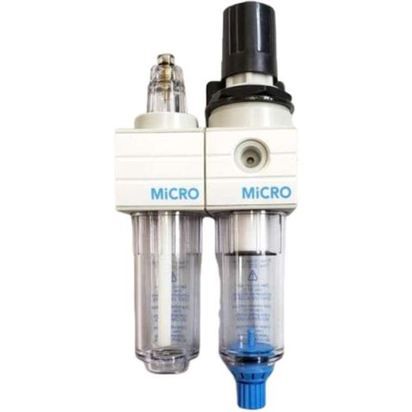 Série QBM0, conexão rosca G1/4, drenagem de condensados manual, rosca do man&ocirc;metro 1/8, copo de plástico, corpo de plástico