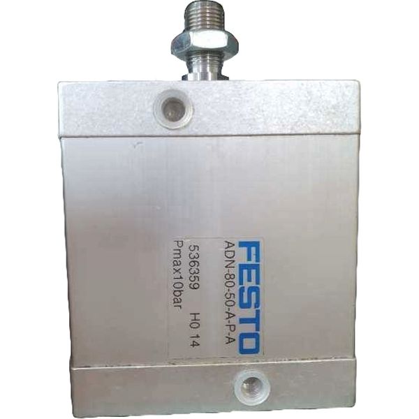 cilindro compacto, dupla ação, ISO21287, diâmetro 80mm, curso 50mm, rosca externa,  anéis/placas de amortecimento elásticos nas posições finaisl, detecção de posição